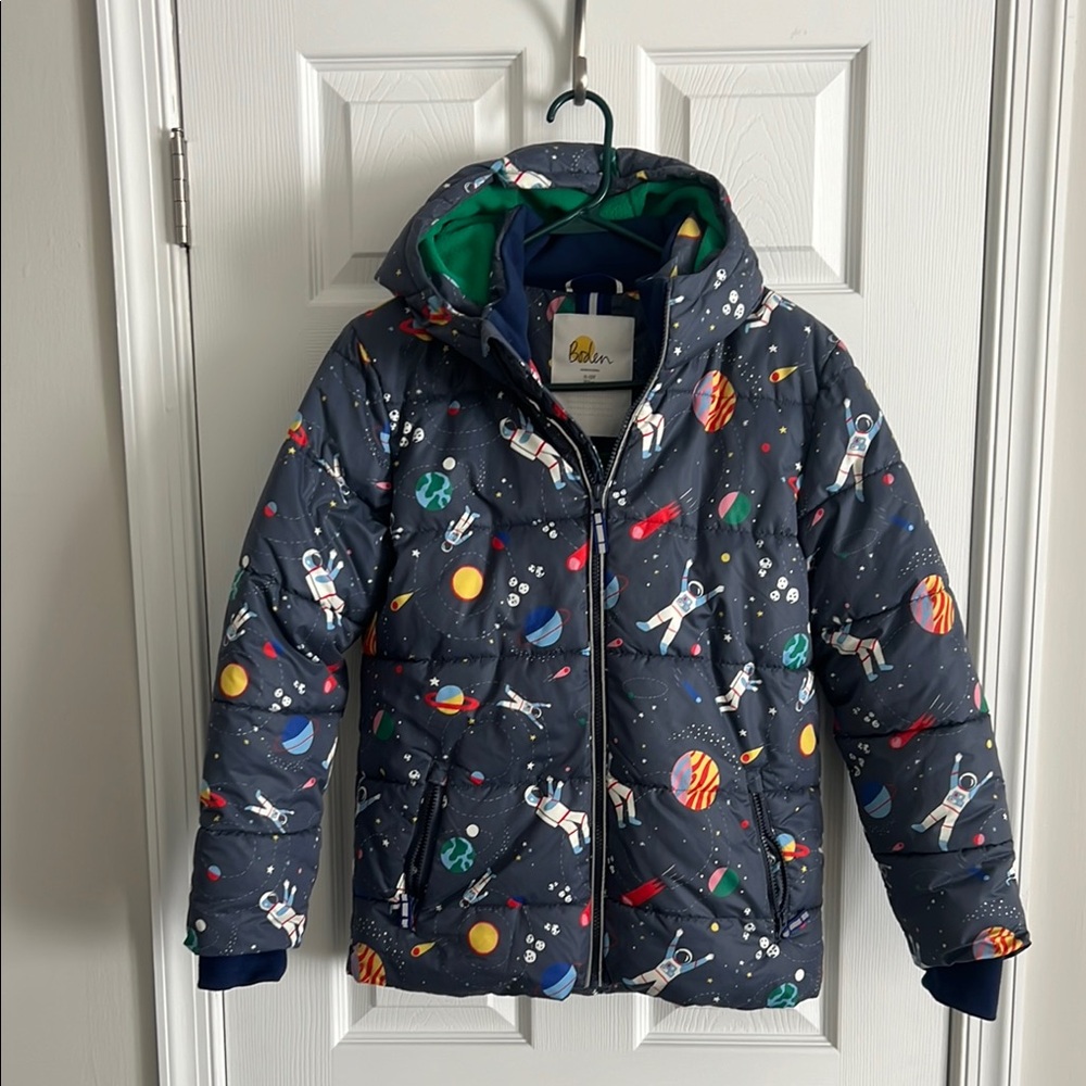 Boden Kids Space-Themed Fleece-lined padded coat